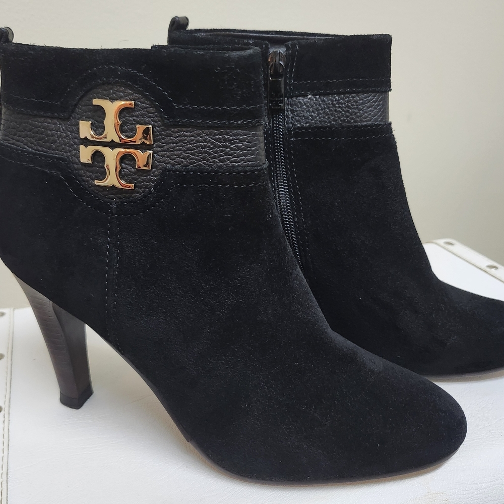 Tory Burch Black and Gold Ankle Booties with High Heel Great Condition